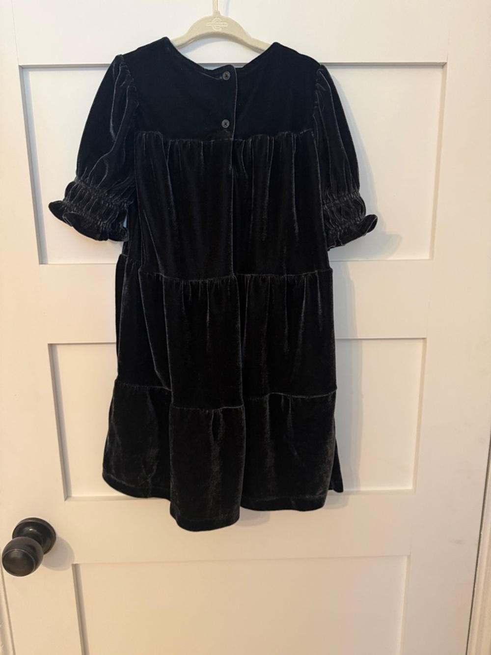 GAP Black Velvet Tiered Puff Sleeve Dress - Picture 3 of 3